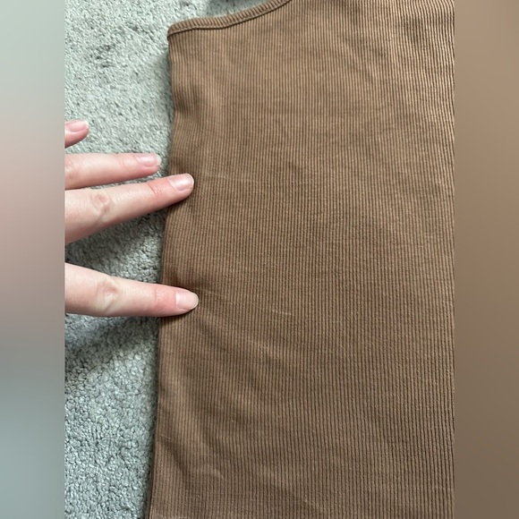 Madewell Supima Rib One-Shoulder Tank in Stable/Brown Size XXS - Picture 6 of 8